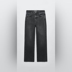 Zara Black High Rise Flared Slitted Leg Jeans